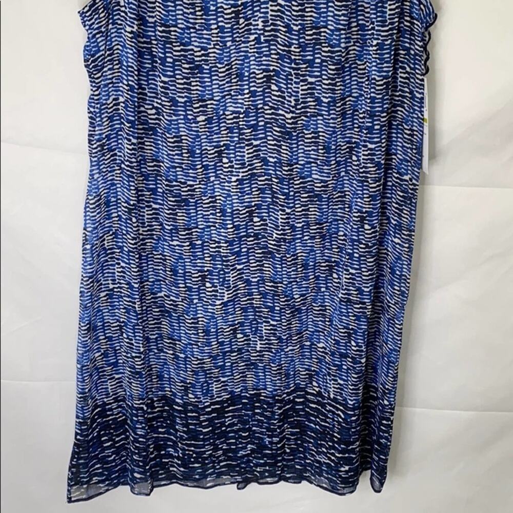 London Times Petite Blue & White Sleeveless Dress - Picture 4 of 10
